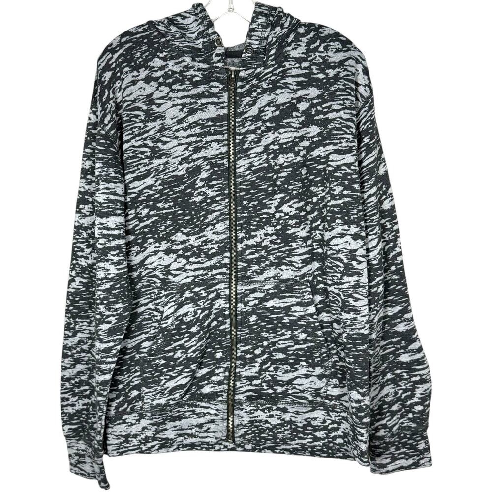 Vintage Hoodie Zip Up Jacket Hooded Two-Tone Sweatshirt Mens Size Large Grey